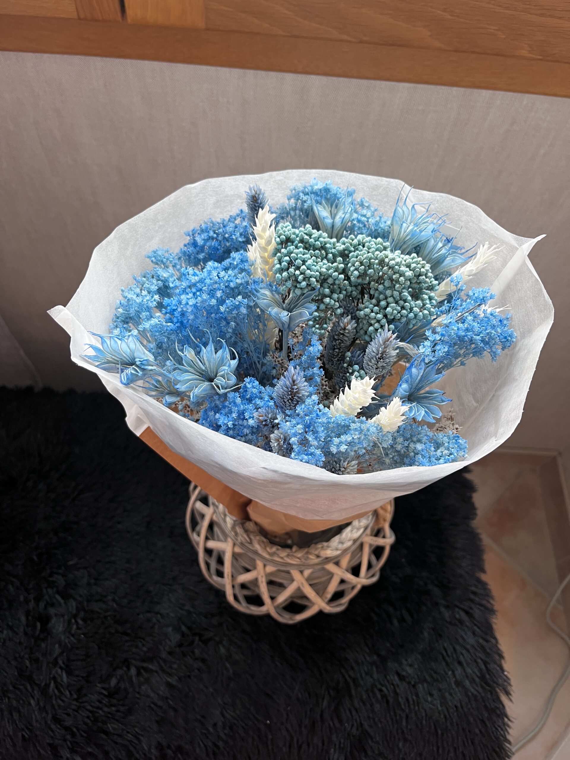 bouquet armonia bleu ; Bouquets de fleurs séchés uniques et artisanales