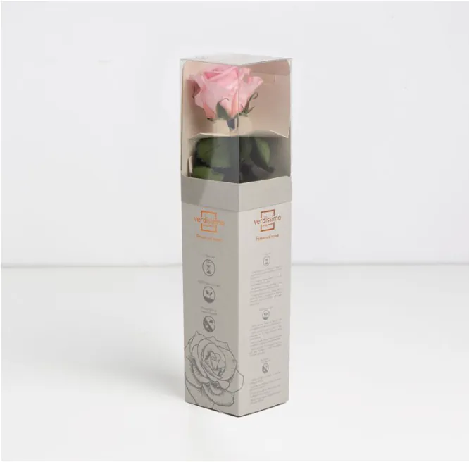 Mini Rose rose stabilisée sur tige